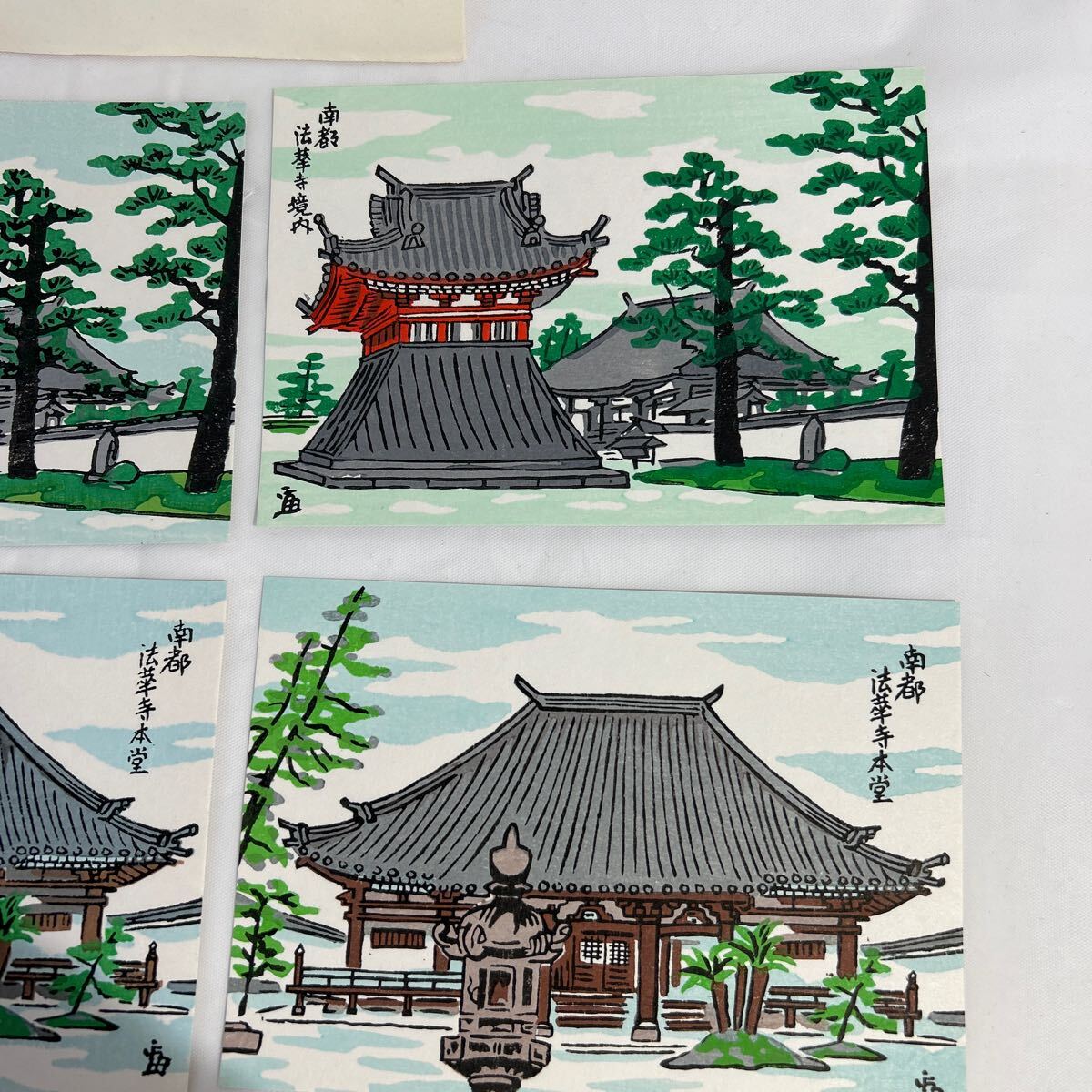 木版画 絵葉書 ポストカード 南都 法華寺 手彫り 手摺木版画 の画像3