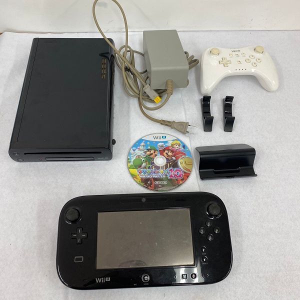 H320-K44-4343 Nintendo ニンテンドー Wii U 本体 WUP-101 クロ kuro 任天堂 ゲームパッド WUP-010/ソフト マリオパーティ10 通電OK ③_画像1