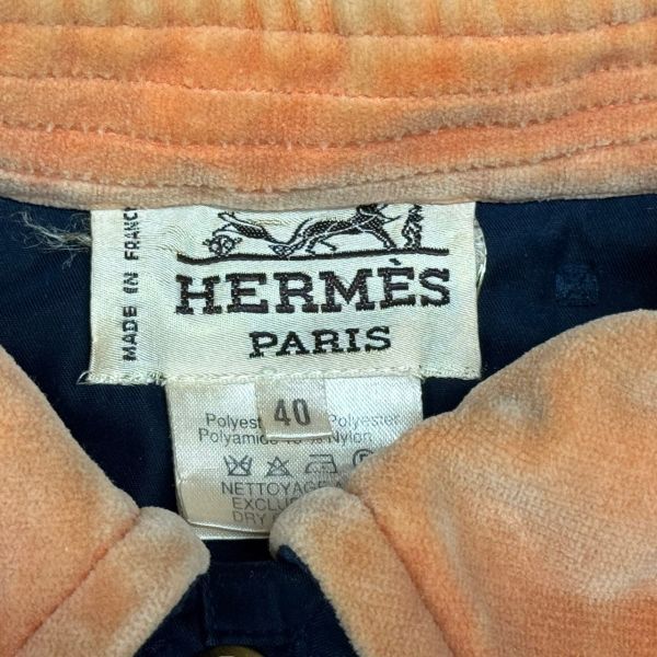 H856-K57-12 HERMES エルメス パドックコート ネイビー 紺 40サイズ レディース アウター ブルゾン セリエボタン ①_画像2