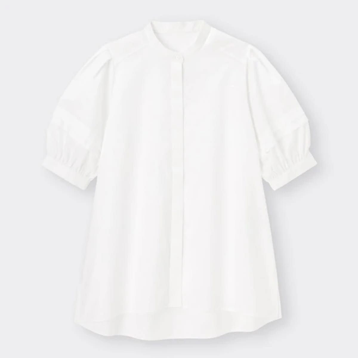バンドカラーボリュームスリーブシャツ(5分袖)Z+E