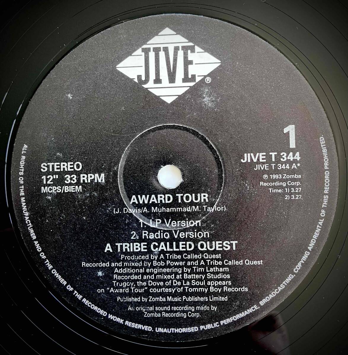 A Tribe Called Quest / Award Tour【12''】1993 / EU / Jive / JIVE T344_画像3