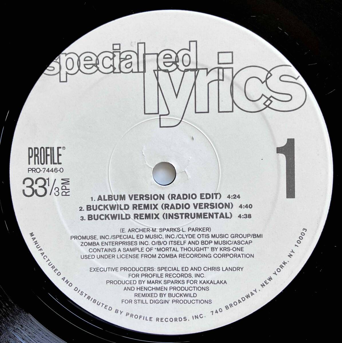 Special Ed / Lyrics【12''】1995 / US / Profile Records / PRO-7446-0_画像3