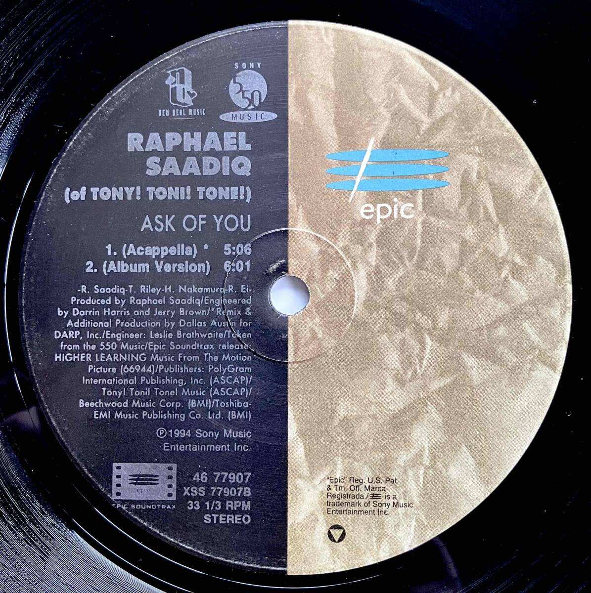 Raphael Saadiq / Ask Of You (Dallas Austin Remix)【12''】1995 / US / 550 Music / 46 77907_画像5