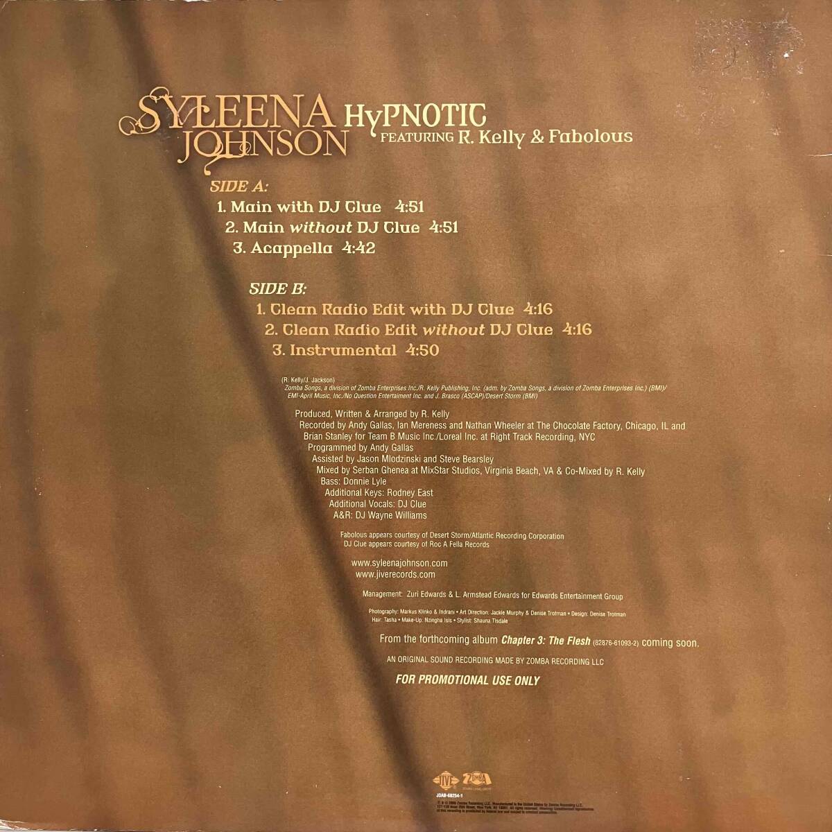 Syleena Johnson Featuring R. Kelly & Fabolous / Hypnotic【12''】2005 / US / Jive / JDAB-68254-1 / 検索：333yen vinyl_画像2