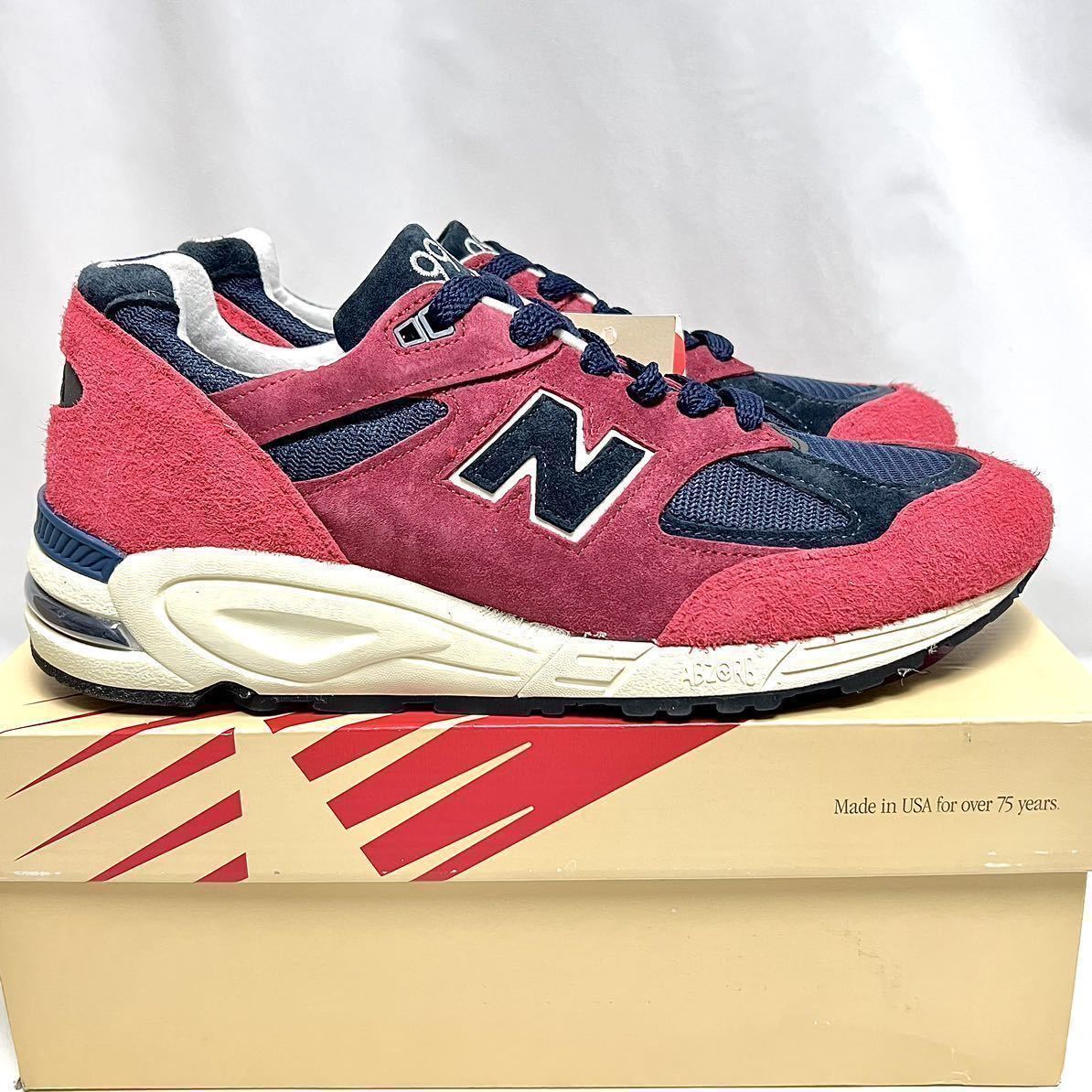 28.5cm 新品 ニューバランス M990 USA製 アメリカ製 NEWBALANCE 赤 紺 MADE IN USA 米国製 USA10.5 レッド 990 AD2 赤紺 990V2 9060 991_画像3