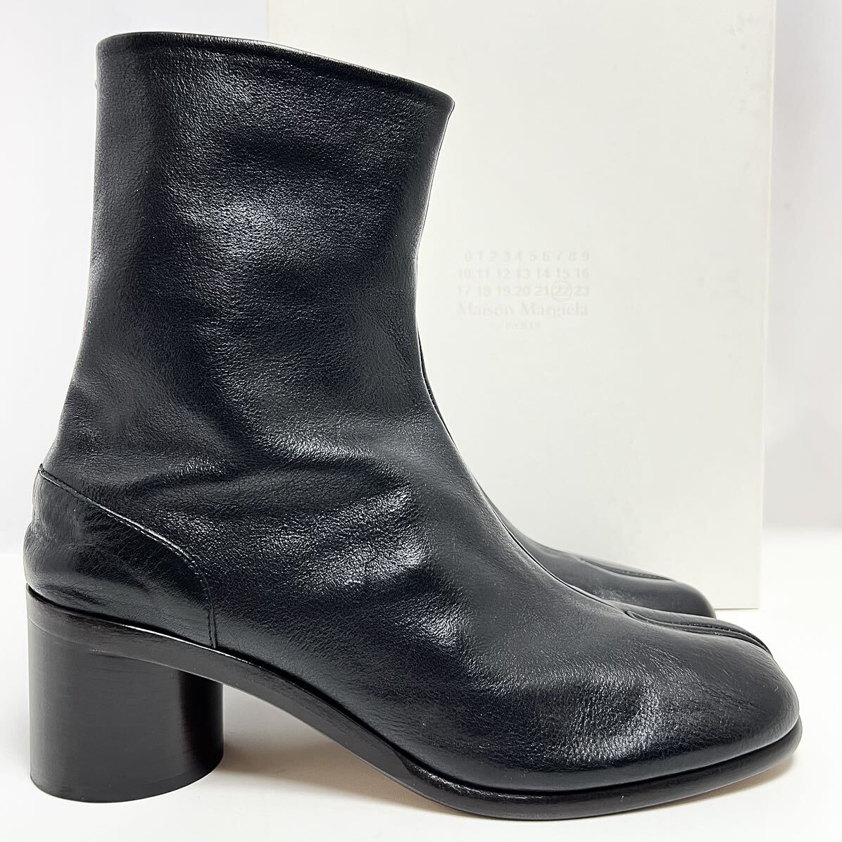 29cm 新品 メゾンマルジェラ Tabi アンクル ブーツ タビブーツ ブラック 44 ANKLE boot Tabiブーツ 黒 ヴィンテージ レザー 足袋 メンズ