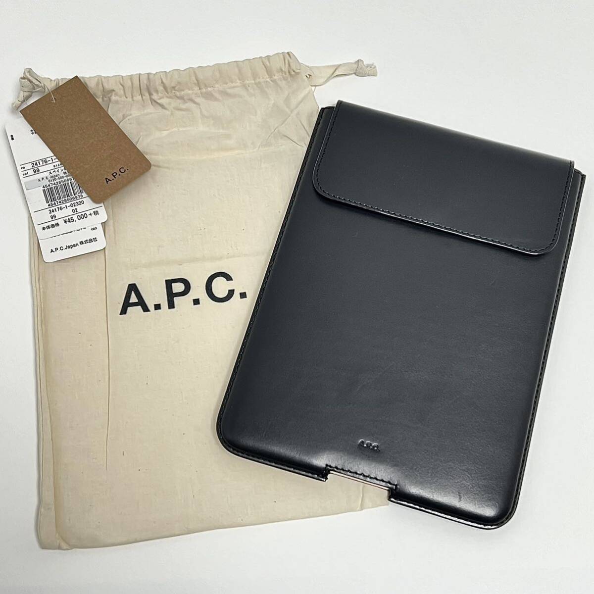 新品 A.P.C. 定価49500円 レザー ロゴ タブレット APC 収納 ケース ホルダー iPad mini アイパッド ミニ LAVIE レノボ タブ Lenovo