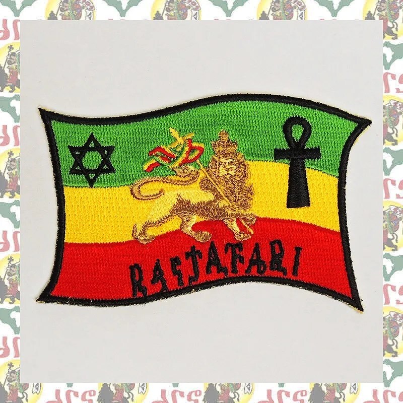 刺繍アイロンワッペン wap-a4 エチオピア ハイレセラシエ皇帝 ジャマイカ ラスタ ラスタカラー レゲエファッション ラスタファッション