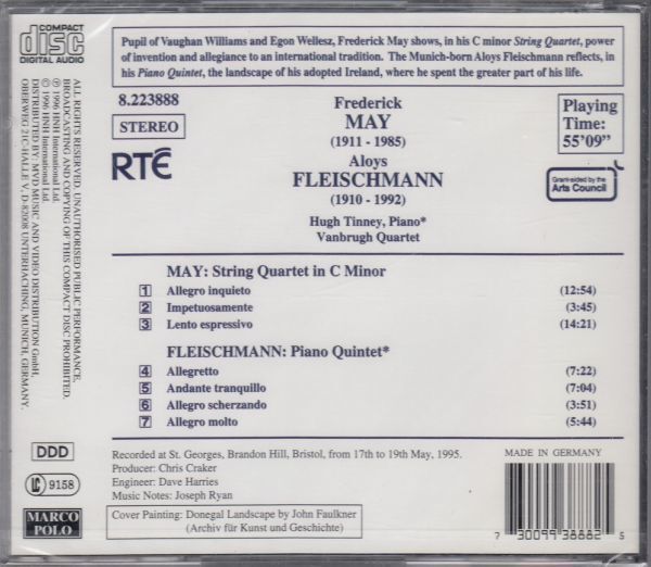 [CD/Marco Polo]F.メイ(1911-1985):弦楽四重奏曲ハ短調&A.フライシュマン(1910-1992):ピアノ五重奏曲/H.ティニー(p)&ヴァンブラ四重奏団_画像2