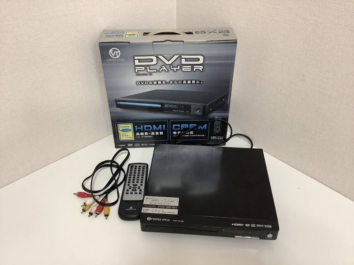 2015◆DVDプレーヤー DVD-V011 BK リモコン付き ケーブル付き ブラック HDMI VERTEX STYLE 箱付き 通電のみ確認_画像1