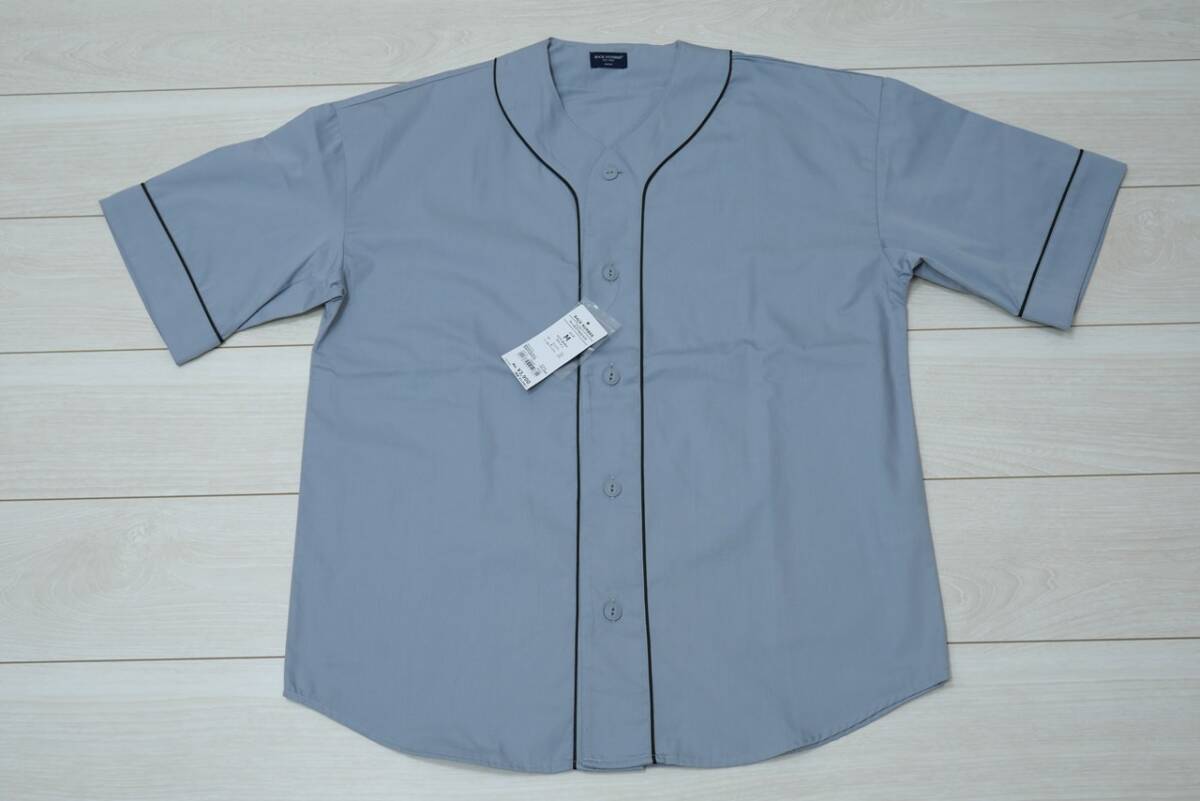 新品BACK NUMBER BN4301313213-0095 Mサイズ ベースボールシャツ グレー/灰色 半袖シャツ 夏 羽織 メンズ Right-on_画像1