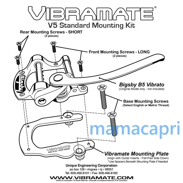 新品 Vibramate Standard V5 Mounting Kit Silver For Bigsbyビグスビー B5 ヴィブラメイト ビブラメイトUSA製 Ｇibsonギブソン等 シルバー_画像8