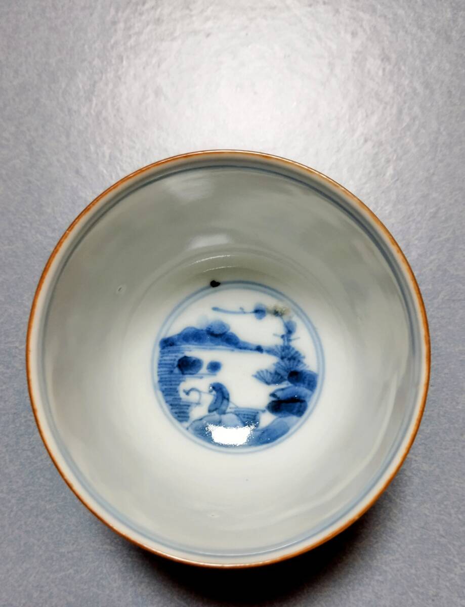 銘品・江戸盛期(1670年前後)藍柿右衛門のカップ&ソ-サ(海外輸出品)の画像7