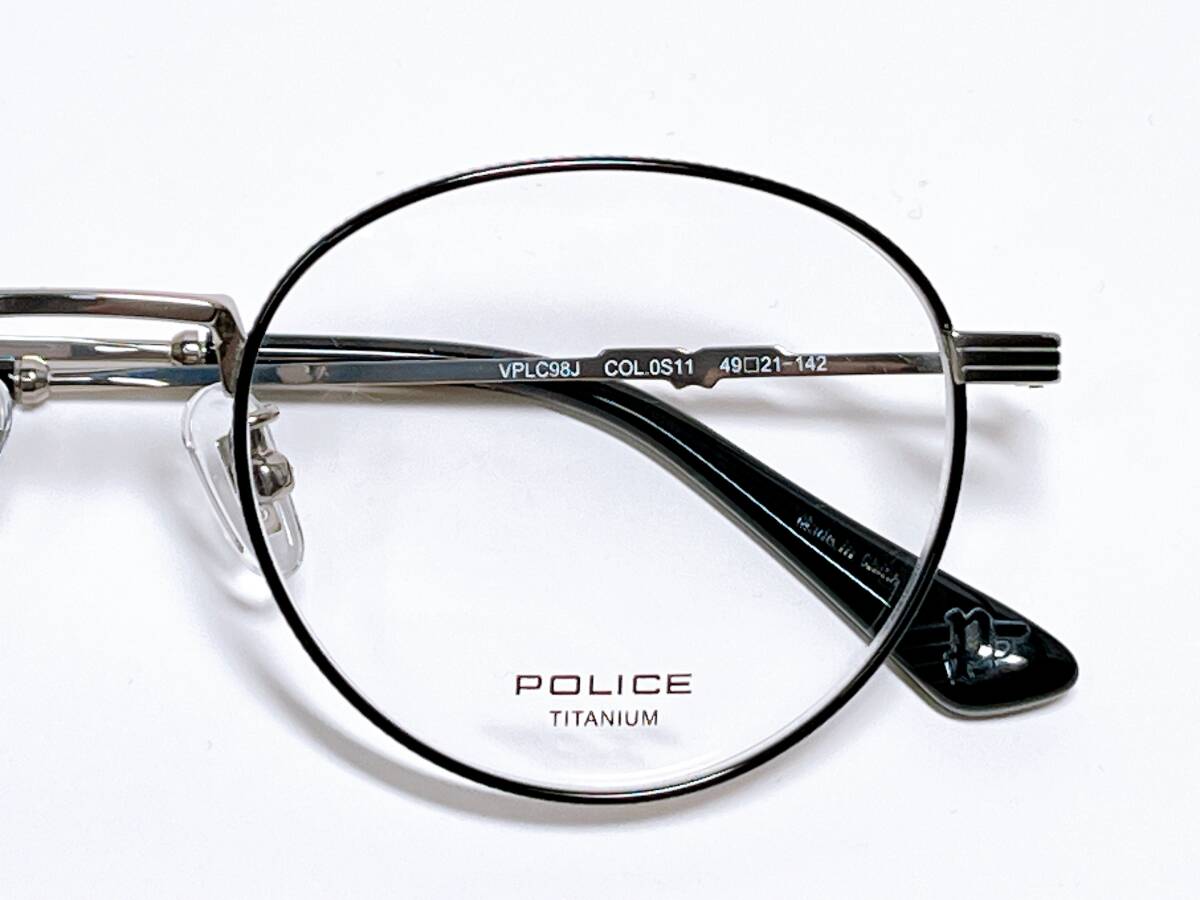  Police POLICE очки * с футляром Cross имеется * titanium легкий TITANIUM Boston type metal рама очки 