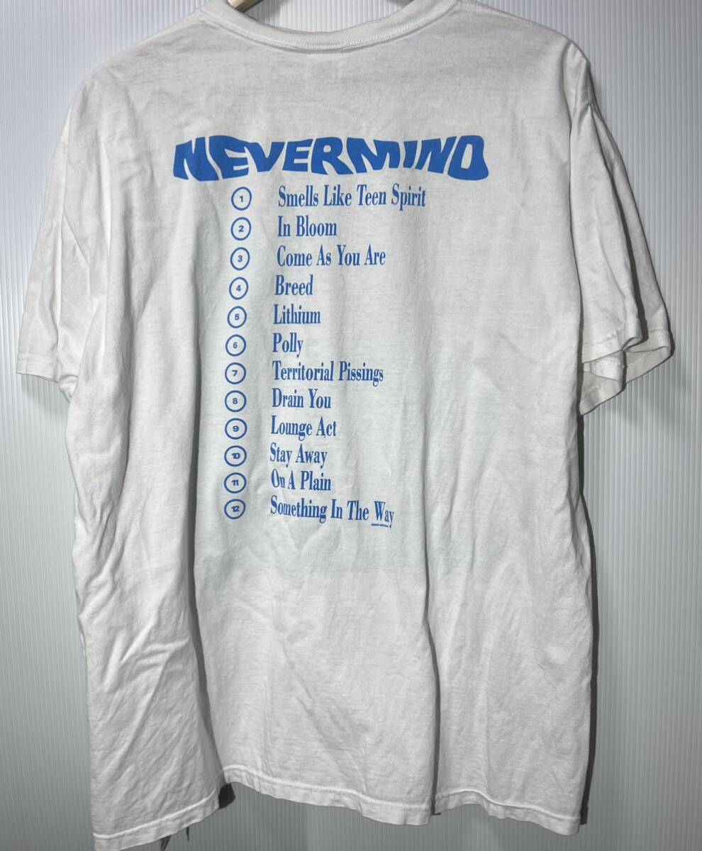 00s NIRVANA частота футболка NEVERMIND белый L ho njulas производства niruva-na Cart ko балка nROCK USA