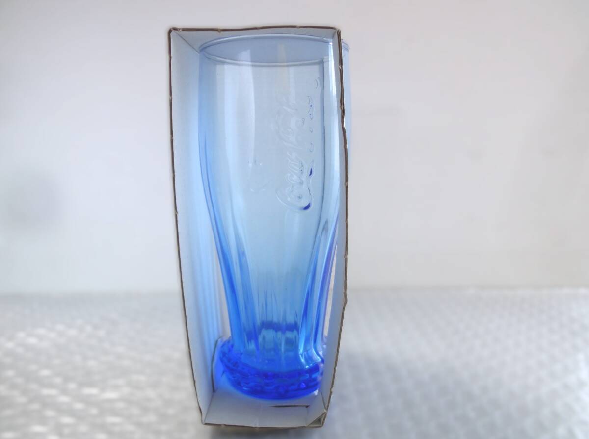 CocaCola マクドナルド＋コカコーラコラボ クラウングラス ソーダライムガラス コップ ブルー 340ml 2013年 未使用古品_画像2