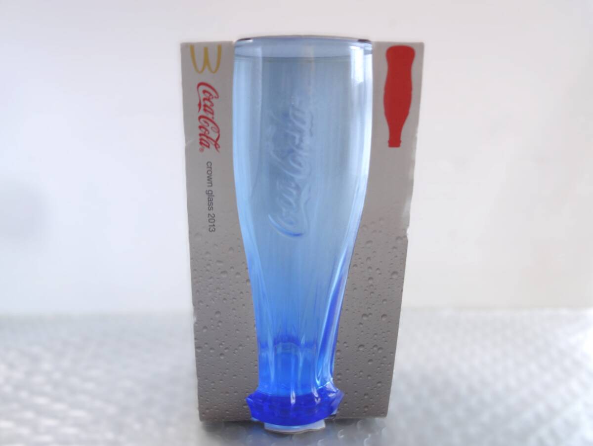 CocaCola マクドナルド＋コカコーラコラボ クラウングラス ソーダライムガラス コップ ブルー 340ml 2013年 未使用古品_画像1