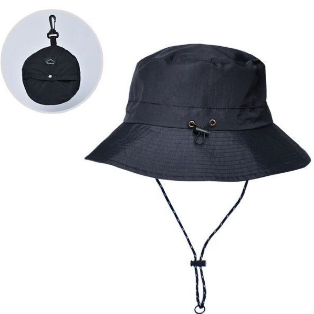 折りたたみ帽子 UV 防水 携帯ハット 持ち運び サファリハット レジャー キャンプ 登山 ブラック