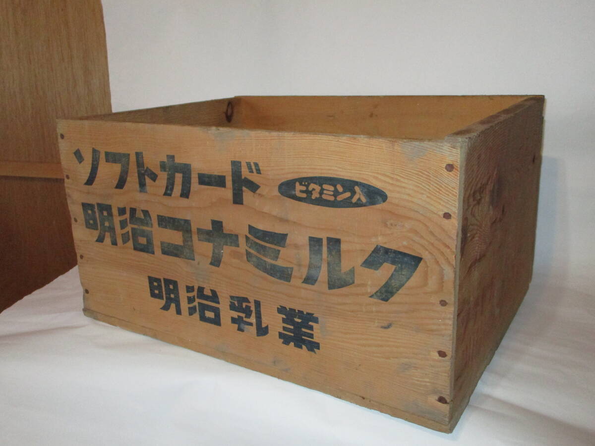 [ Showa Retro * в это время было использовано ] дерево коробка soft карта витамин входить Meiji kona молоко Meiji . индустрия BOX Novelty предприятие предмет 