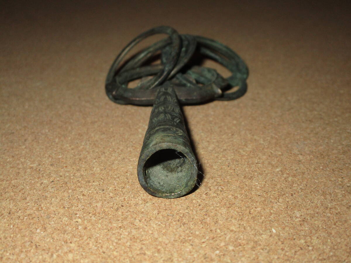【佛教美術】時代　古銅製　錫杖　錫杖本体のみ　錫杖頭　蜜教法具　(高さ１２．５㎝)_画像8