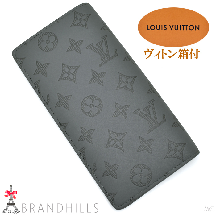 ルイヴィトン 長財布 メンズ ポルトフォイユ ブラザ モノグラム シャドウ グレー M81335 LOUIS VUITTON 美品_画像1