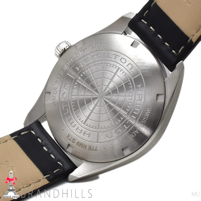 ハミルトン 腕時計 メンズ カーキ フィールド クォーツ SS レザー ブラック文字盤 H68551733 H685510 HAMILTON 未使用品_画像9