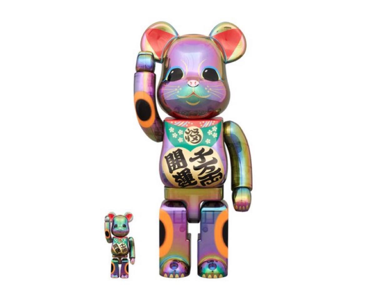 BE@RBRICK 招き猫 開運・千万両 黒透明メッキ 100％ & 400％