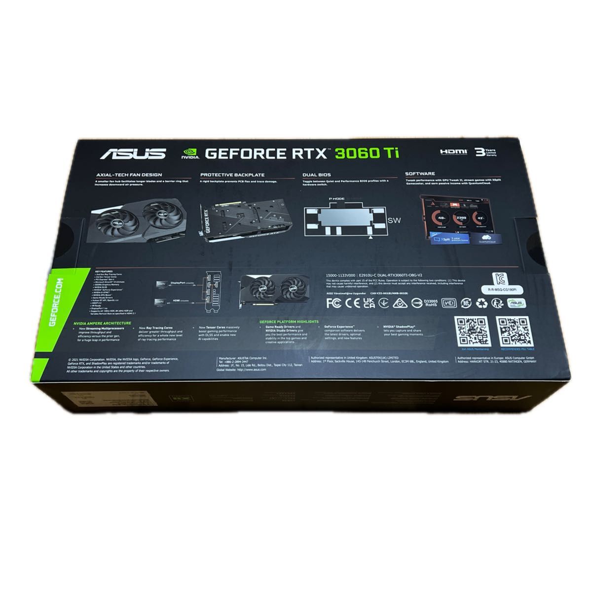 ASUS GEFORCE DUAL-RTX3060ti-O8G-V2 LHR