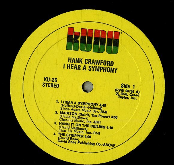 A00593912/LP/ハンク・クロフォード (HANK CRAWFORD)「I Hear A Symphony (KU-26・ジャズファンク)」の画像3