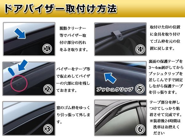 70系 ヴォクシー ノア サイドドアバイザー スモーク ウィンドウ バイザー 雨よけ W固定 4枚セット 1台分_画像3