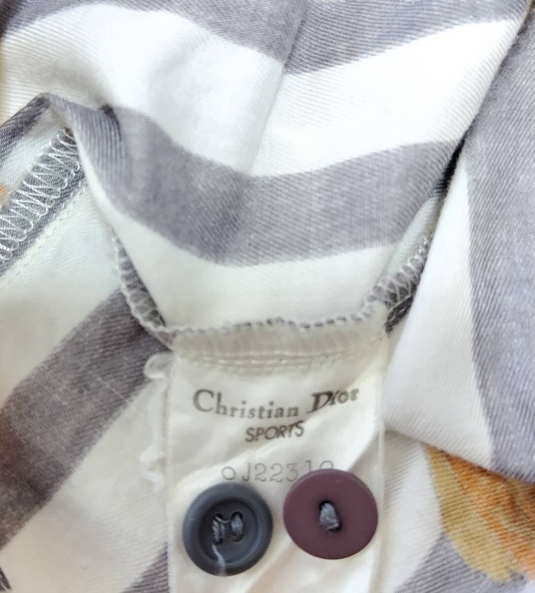 Christian Dior SPORT Christian Dior long sleeve shirt stripe total pattern shirt blouse cotton shirt white × gray M lady's 