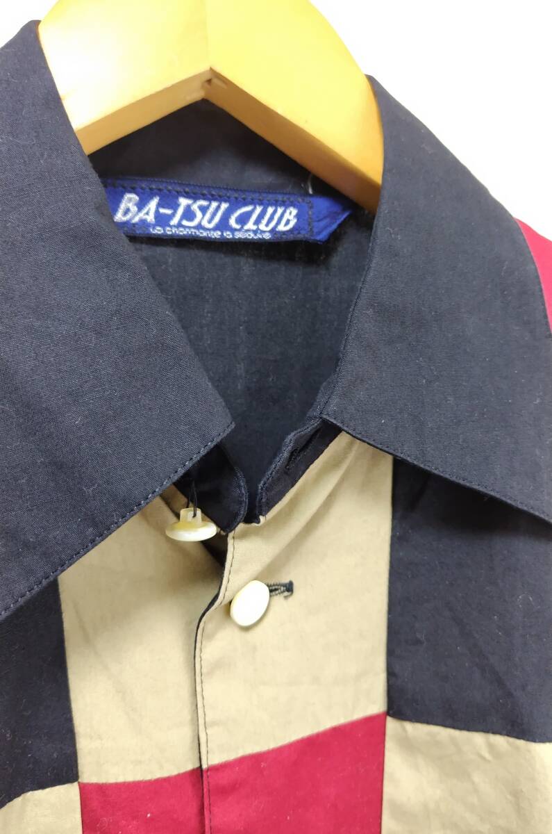 90s BA-TSU CLUB Ba-Tsu задний Rav рубашка с длинным рукавом хлопок рубашка блуза блок проверка чёрный M мужской женский 