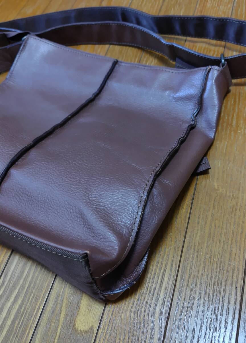  обычная цена 22000 иен Kyoto новый оборудование натуральная кожа телячья кожа кожа сумка на плечо наклонный .. сумка наклонный .. сумка чай цвет Brown мужской джентльмен сумка много место хранения *