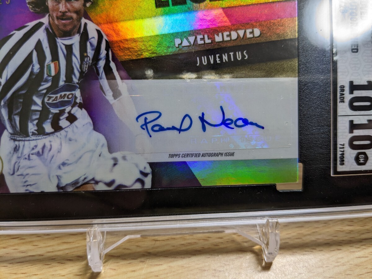 【ネドベド / Pavel Nedved】直筆サインカード◆2022-23 Topps Deco UCL Juventus Purple Auto /25 （SGC 10 .10）_画像5