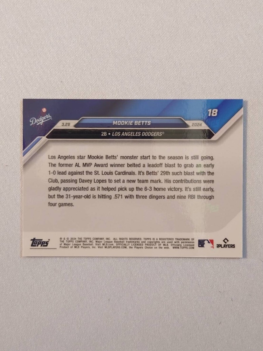 topps now カード Mookie Betts ムーキー・ベッツ #18 ロサンゼルス・ドジャース Los Angeles Dodgers トップスナウ card MLB 2024 1_画像2