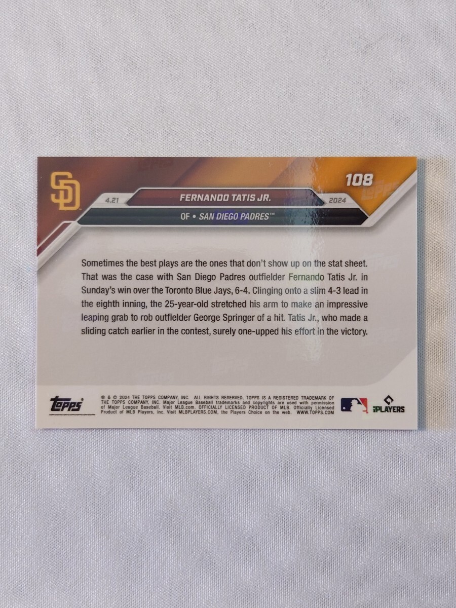 topps now フェルナンド・タティス・ジュニア Fernando Tatis Jr. #108 サンディエゴ・パドレス San Diego Padres トップスナウ card MLB 1_画像2