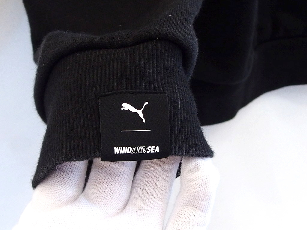 WIND AND SEA ウィンダンシー ×PUMA　コラボ　パーカー　蛍光イエロー ロゴ メンズ ・XL ブラック_画像3