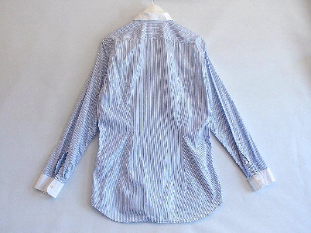 PRADA Prada полоса хлопок рубашка с длинным рукавом мужской *48 15 3/4 оттенок голубого 