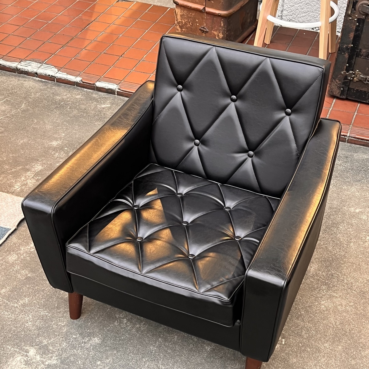 karimoku/ Karimoku lobby chair 1 -seater standard black black one seater .K chair reception interval tough ting button 