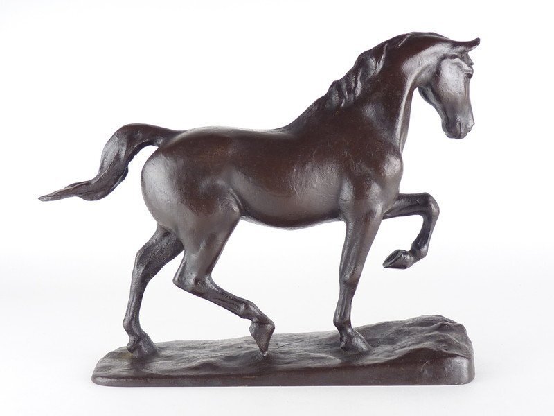 【扇屋】馬 ブロンズ像 高さ 約21cm 幅 約23.5cm×約9cm 銅製 干支 馬の置物 置物_画像4