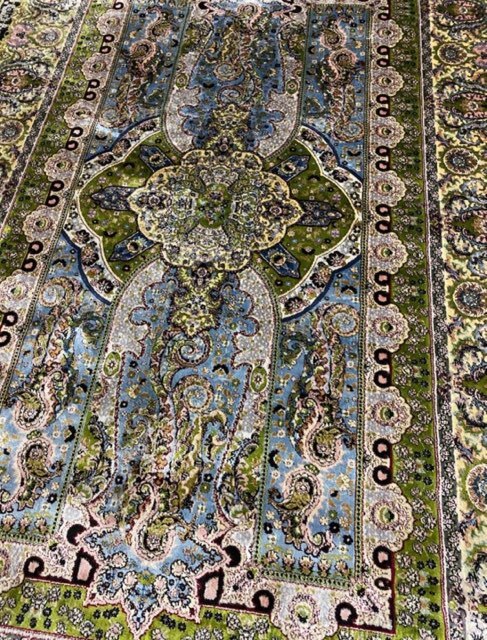 百貨店展示品　Negin Mashhad Helel工房　シルク100％ 最高峰225万ノット　イラン産　手織り 高級ペルシャ絨毯 101×152cm　#15_画像7