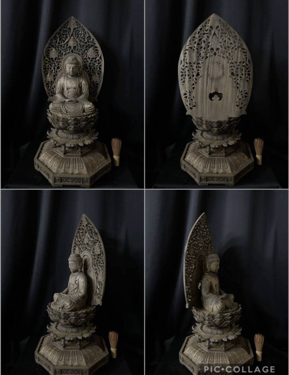 高62cm 井波彫刻 一刀彫り　仏教工芸品　時代彫刻　香樟材　木彫仏教　精密彫刻 仏師で仕上げ品　釈迦如来座像_画像10