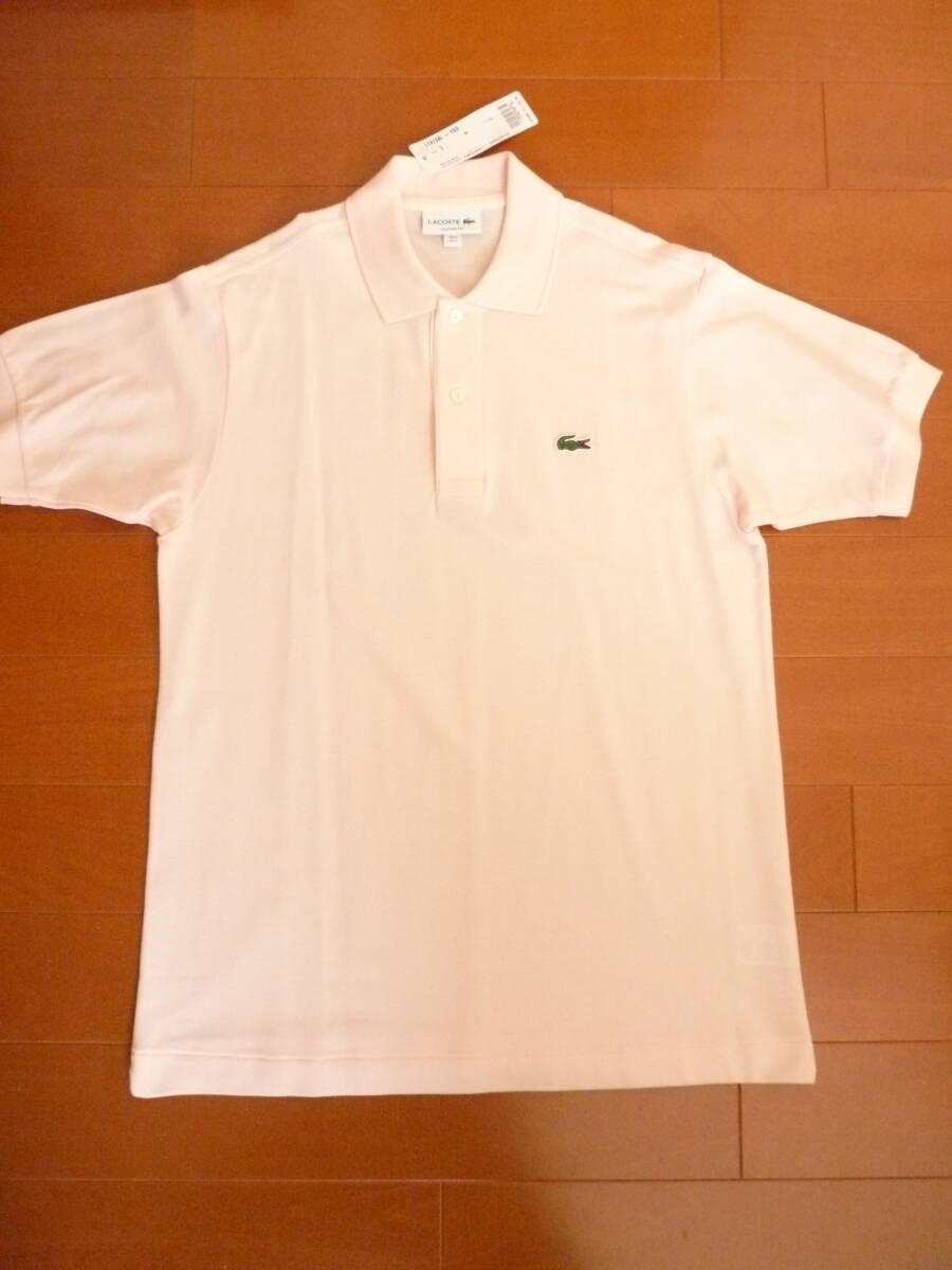 ■ ラコステ ポロシャツ L1212 メンズ 半袖 サイズ３ 未使用 クラシックフィット LACOSTE フラミンゴ ライトピンク 日本製_画像2