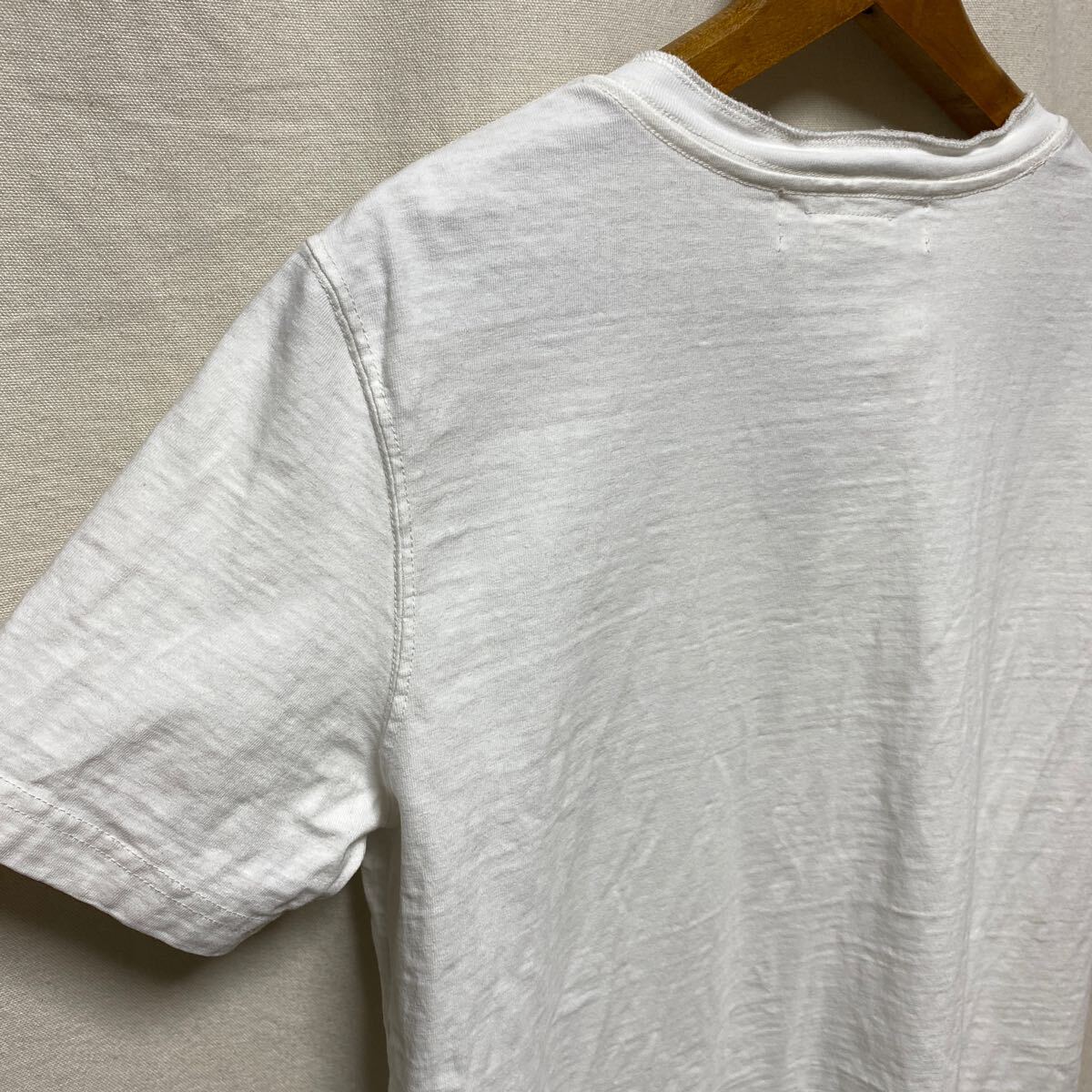 美品　レミレリーフ　ヘンリーネック　ポケットTシャツ　ホワイト　半袖Tシャツ　REMI RELIEF コットン　スラブ　無地　 _画像10