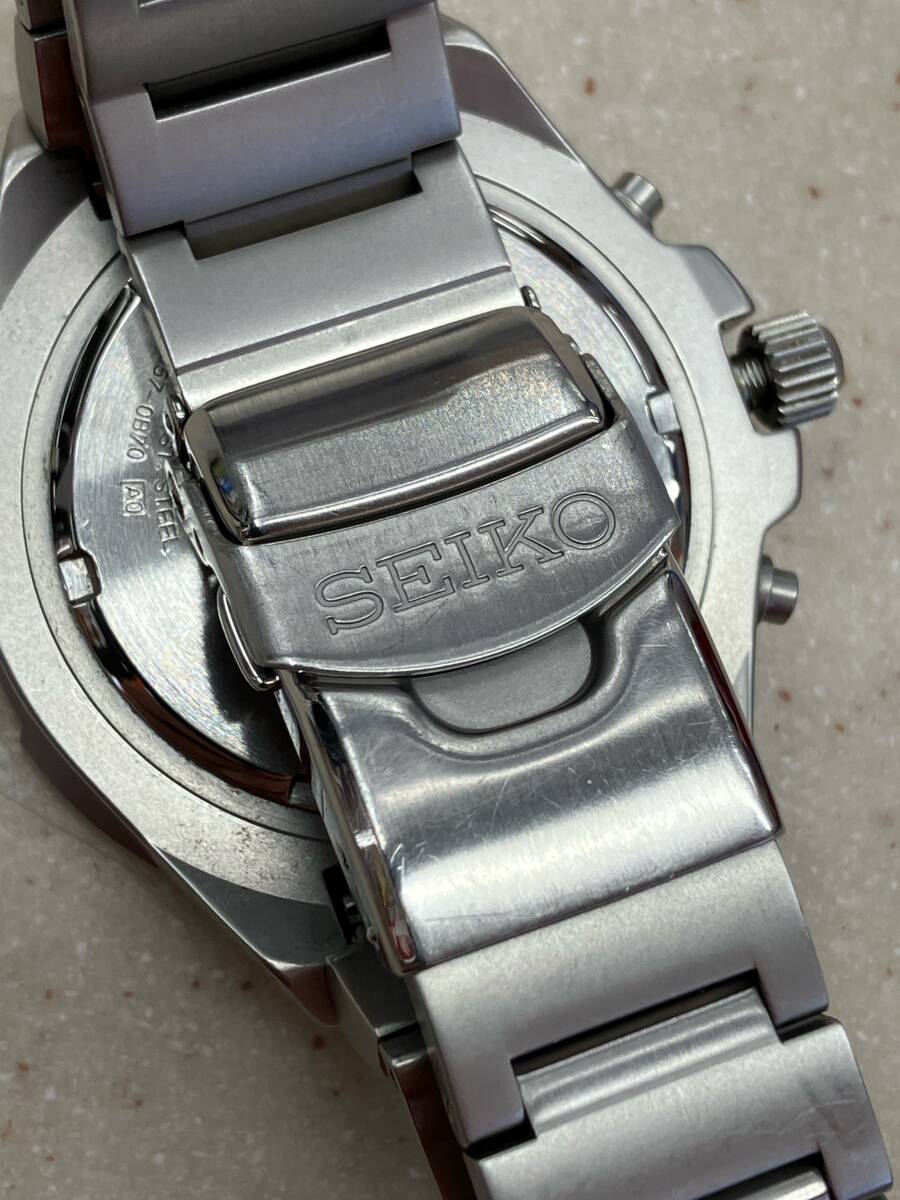 ケース美品 セイコー 海外限定モデル クロノグラフ ダイバーズルック V657‐0B70 メンズ腕時計 クォーツ 稼働品 ブルー文字盤_画像5
