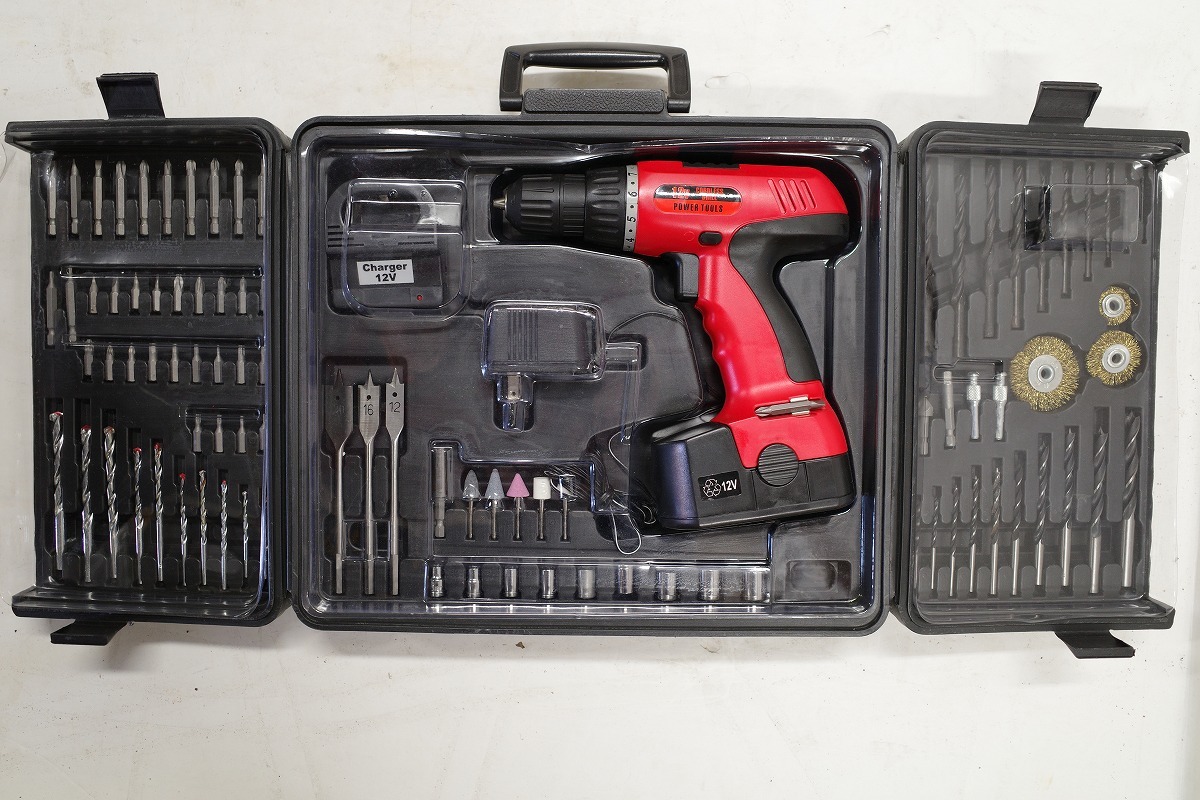 1 jpy ~ beautiful goods [ power tool ] electric driver set 12V CORDLESS DRILL POWER TOOLS operation goods 