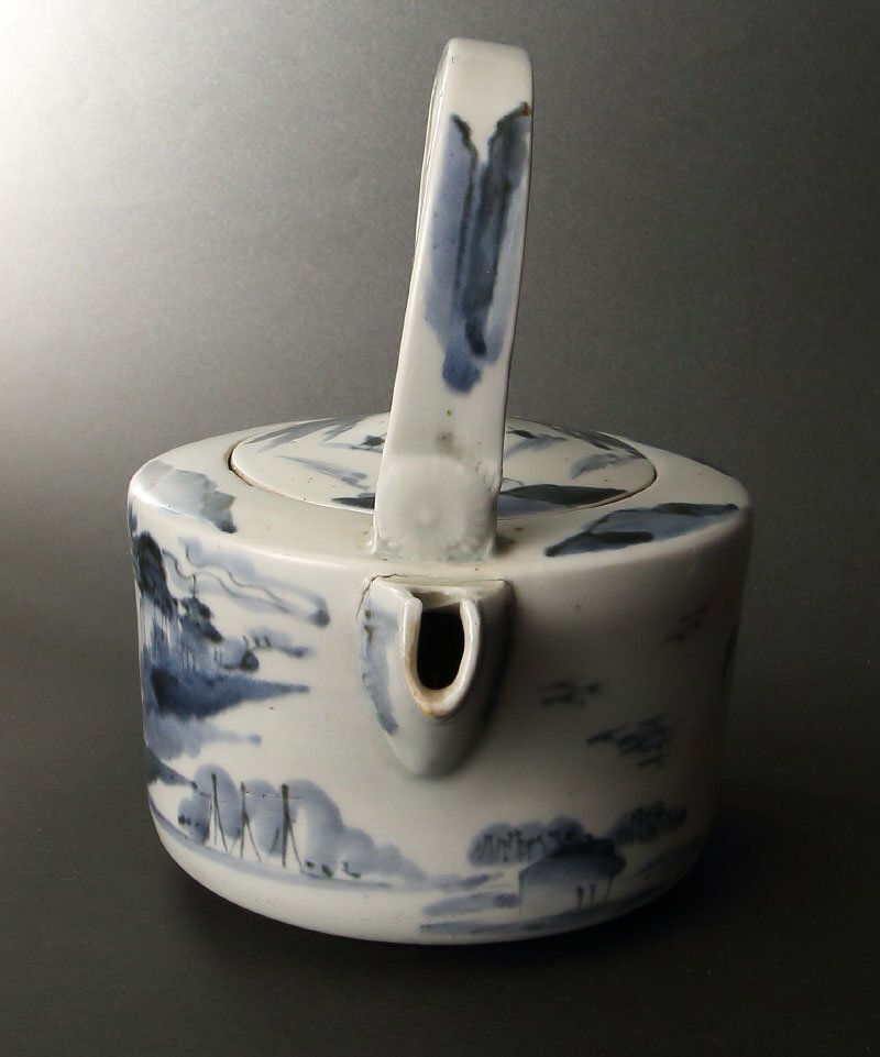  consigning HK* era * old Imari blue and white ceramics landscape writing ..( sake cup and bottle . stone . Imari . blue flower water note tea utensils blue and white ceramics .. Japanese-style tableware )