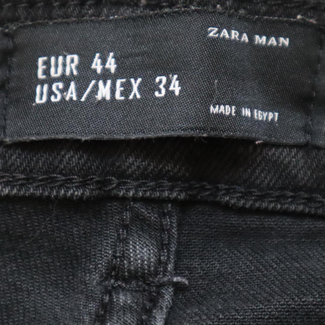 ZARA MAN ザラマン デニムパンツ ダメージ加工 ストレッチジーンズ ブラック EUR44_画像5