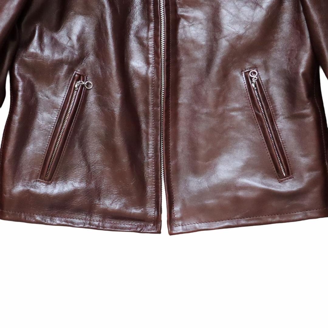 Schott/ショット スペシャルホースハイドレザー トラッカージャケット シングルライダースジャケット HORSEHIDE 馬革 ブラウン 茶色 6103JH_画像5