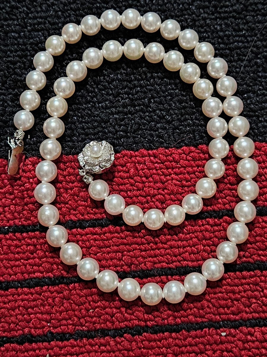 真珠 パール 調 ネックレス 留め具シルバー刻印あり！ B0692_画像1